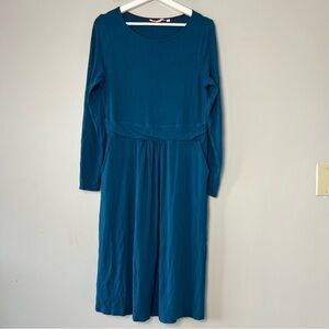 Boden Abigail Jersey Long Sleeve Teal Dress with Pockets 16 Long